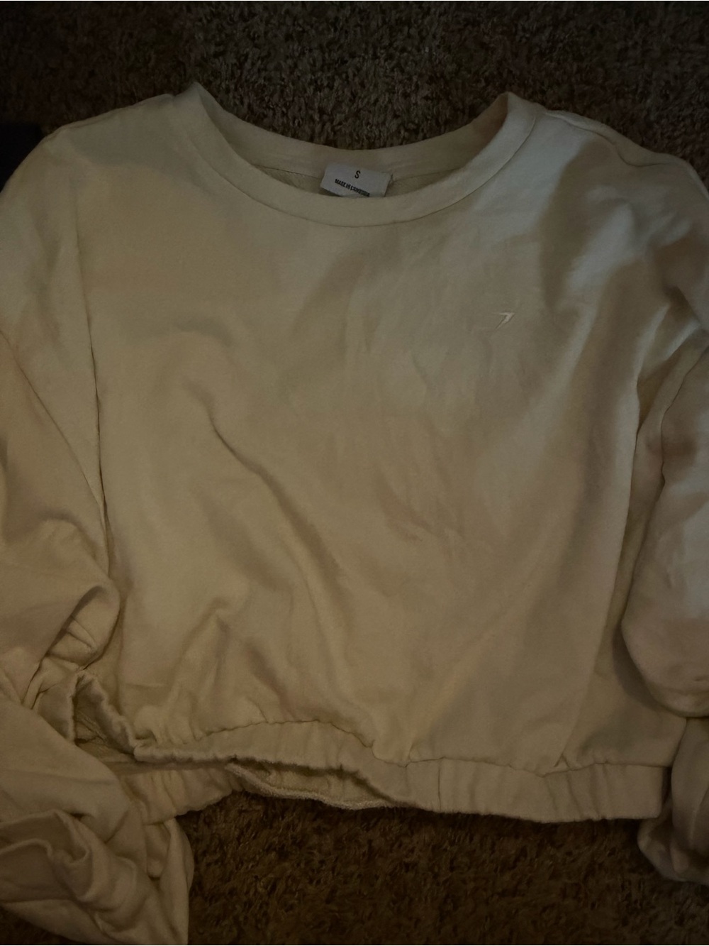 Gymshark Cream Cropped Crew Neck Sweatshirt